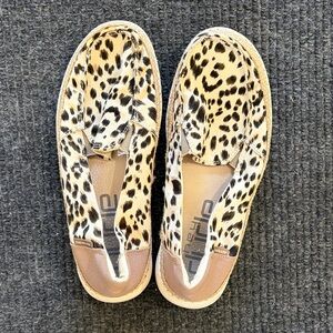 Hey Dude Women’s Leopard Print Slip-On Moccasins - Brown/Black